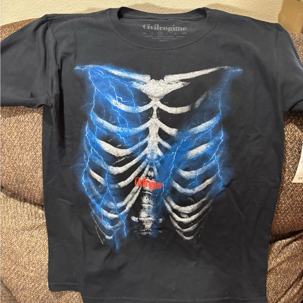 Black and Blue Graphic Skeleton Tee - Picture 5 of 7